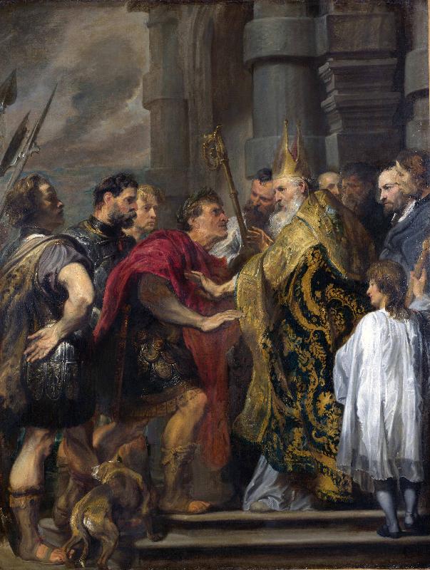 Anthony Van Dyck Saint Ambrose barring Theodosius I from Milan Cathedral Sweden oil painting art